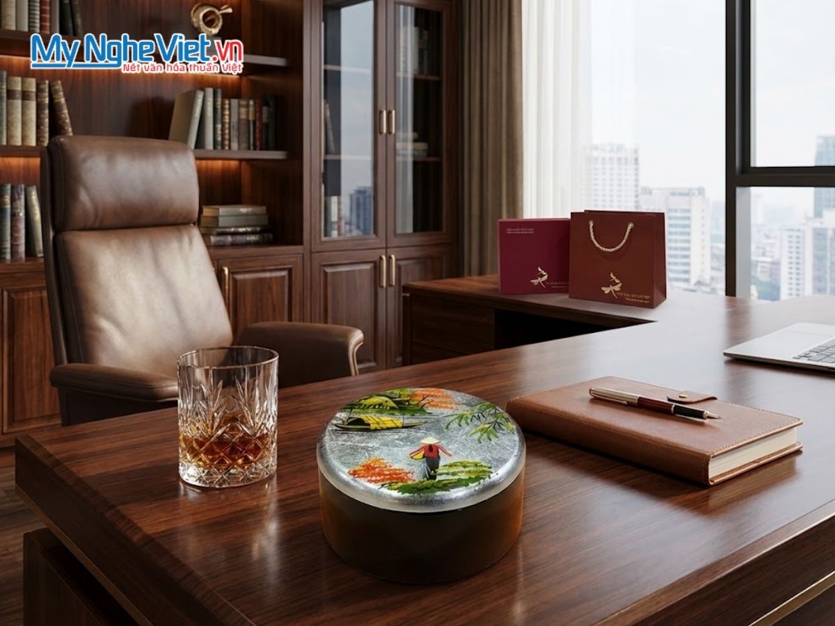 Đế Lót Ly tròn Đồng quê nền bạc D11xH5cm DLL10-7