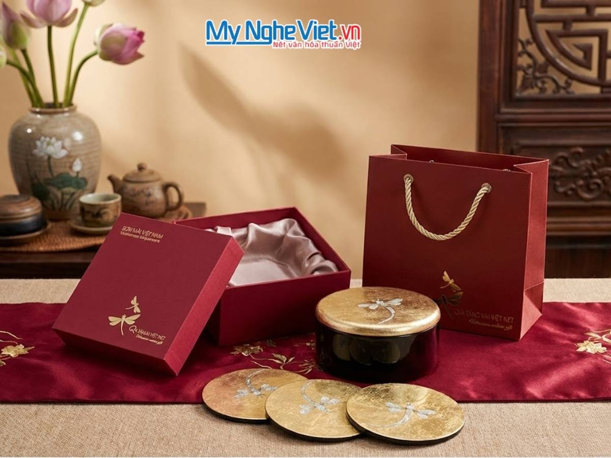 Đế Lót Ly tròn cẩn Chuồn Chuồn nền vàng D11xH5cm DLL10-3