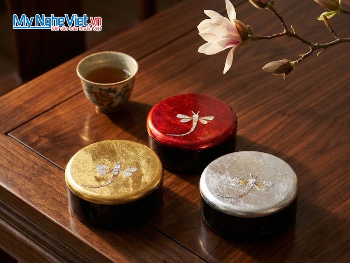 Đế Lót Ly tròn cẩn Chuồn Chuồn nền bạc D11xH5cm DLL10-2