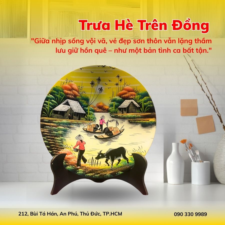 Tranh Đĩa Sơn Mài Cảnh Đồng Quê nhiều mẫu TD25-2