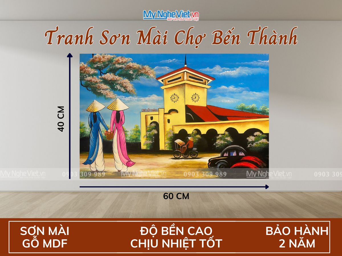 Tranh Sơn Mài Chợ Bến Thành  MNV-TSM46-34