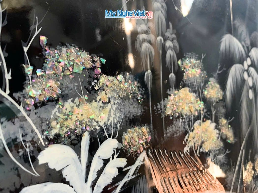 Bộ Tranh Sơn Mài Đồng Quê Trắng Đen TSM26