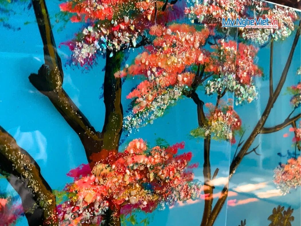 Bộ Tranh Sơn Mài Đồng Quê Xanh Dương MNV-TSM36-1