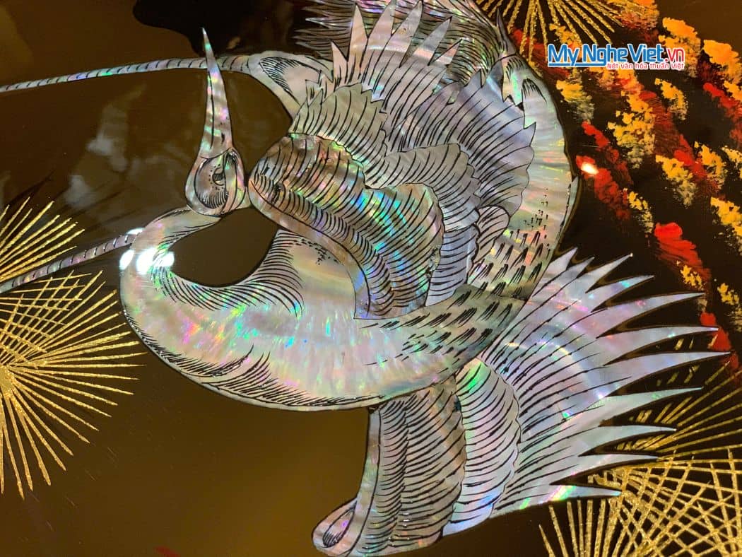 Bộ tranh sơn mài đàn hạc tiên cò nâu cao cấp TSM4847/2