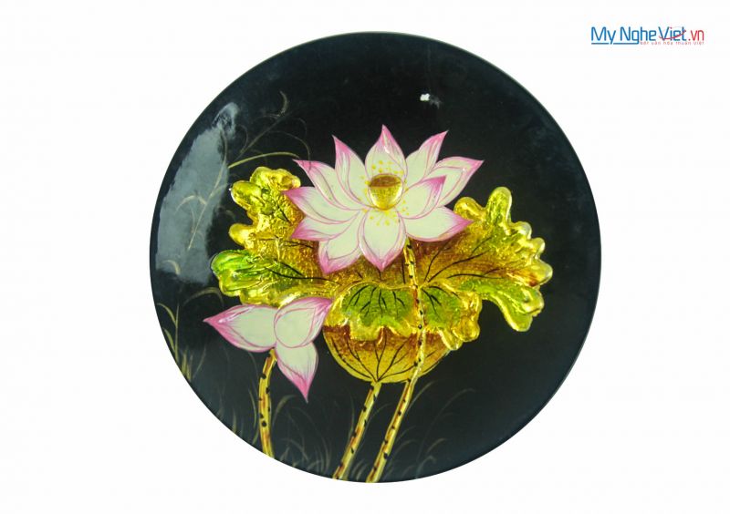 Tranh đĩa sơn mài hoa sen MNV-SMA430