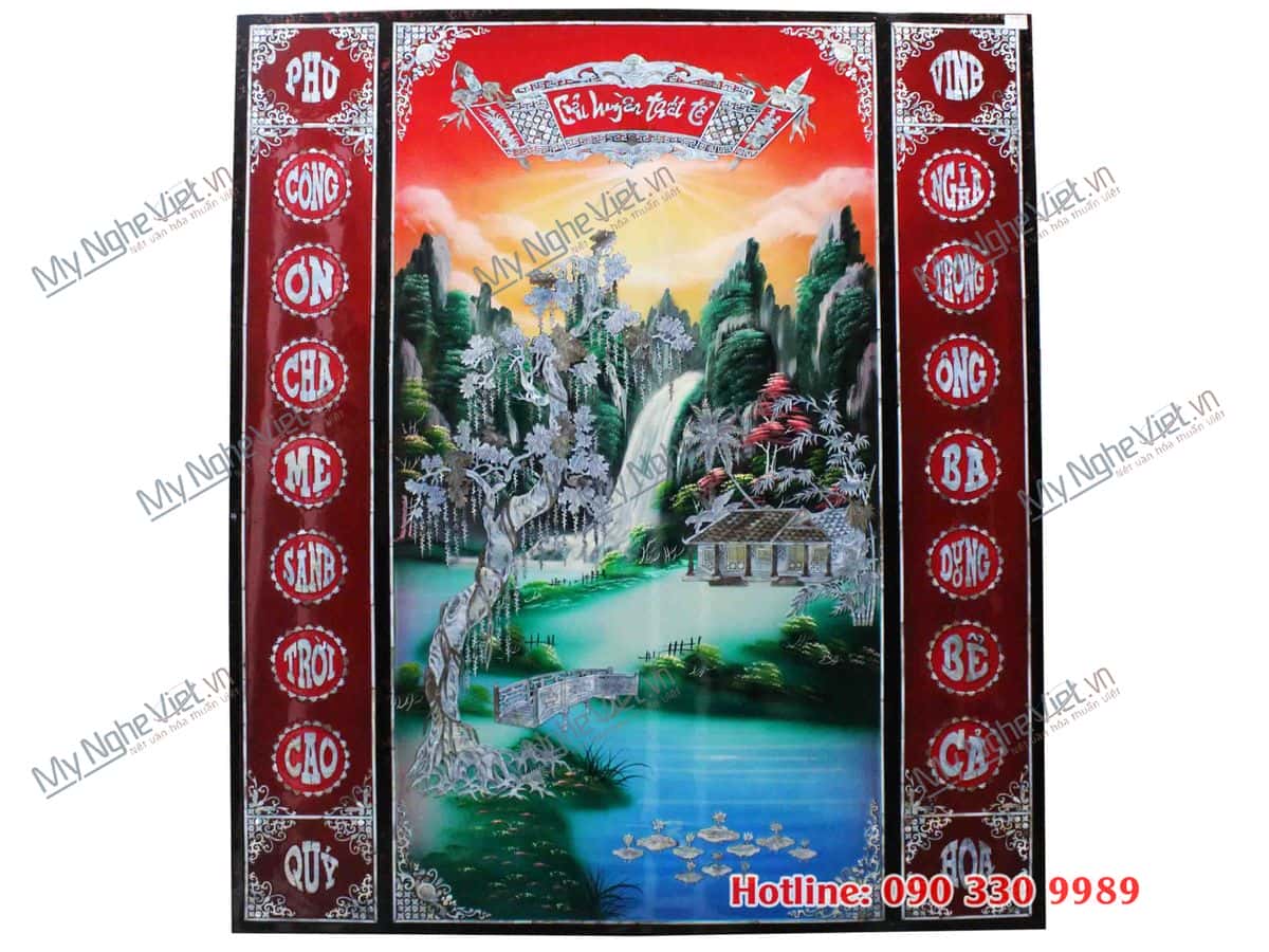 Liễn Thờ Cửu Huyền Thất Tổ Sơn mài Khảm Trai SMA198-106x126