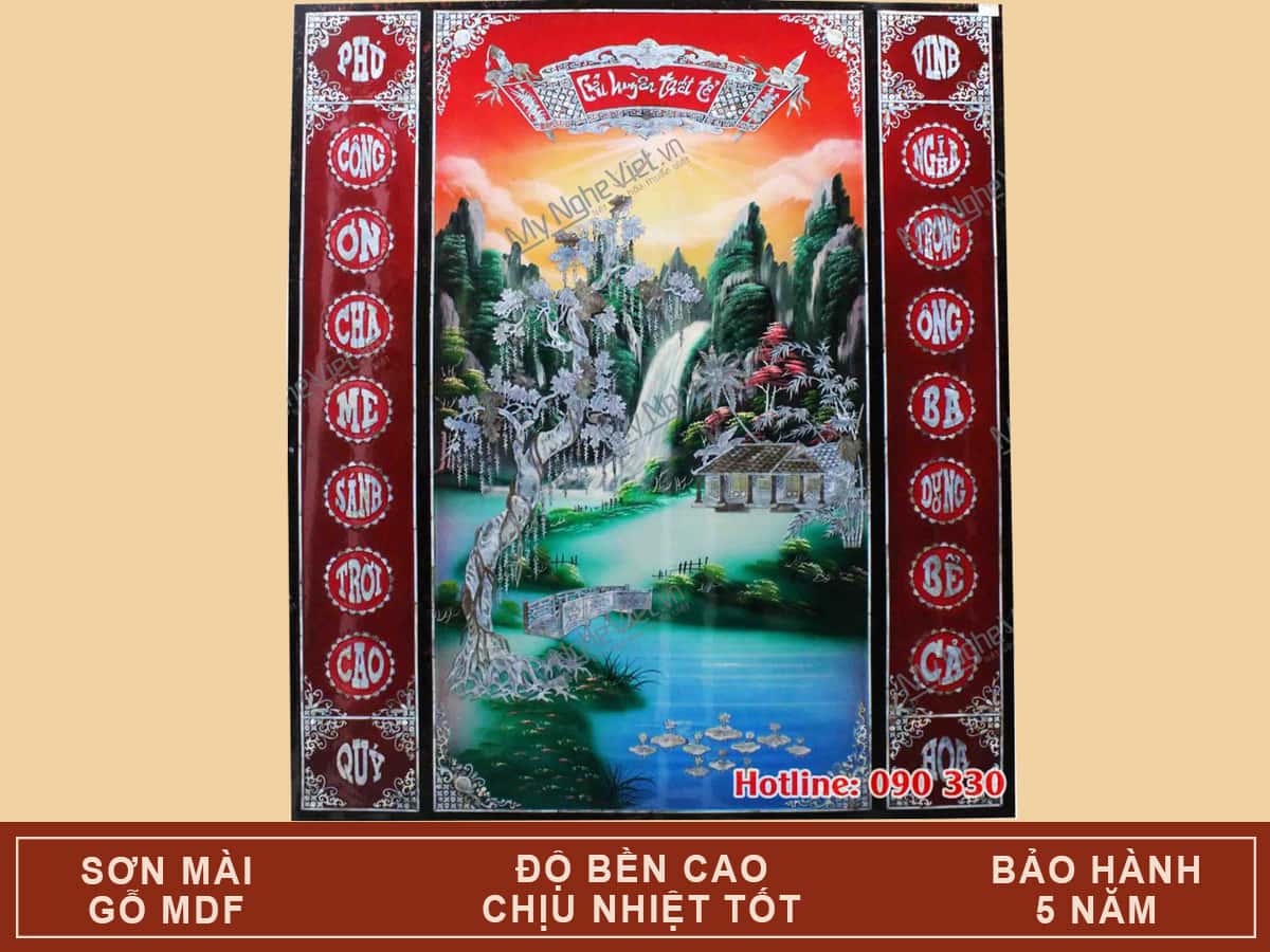 Liễn Thờ Cửu Huyền Thất Tổ Sơn mài Khảm Trai SMA198-106x126