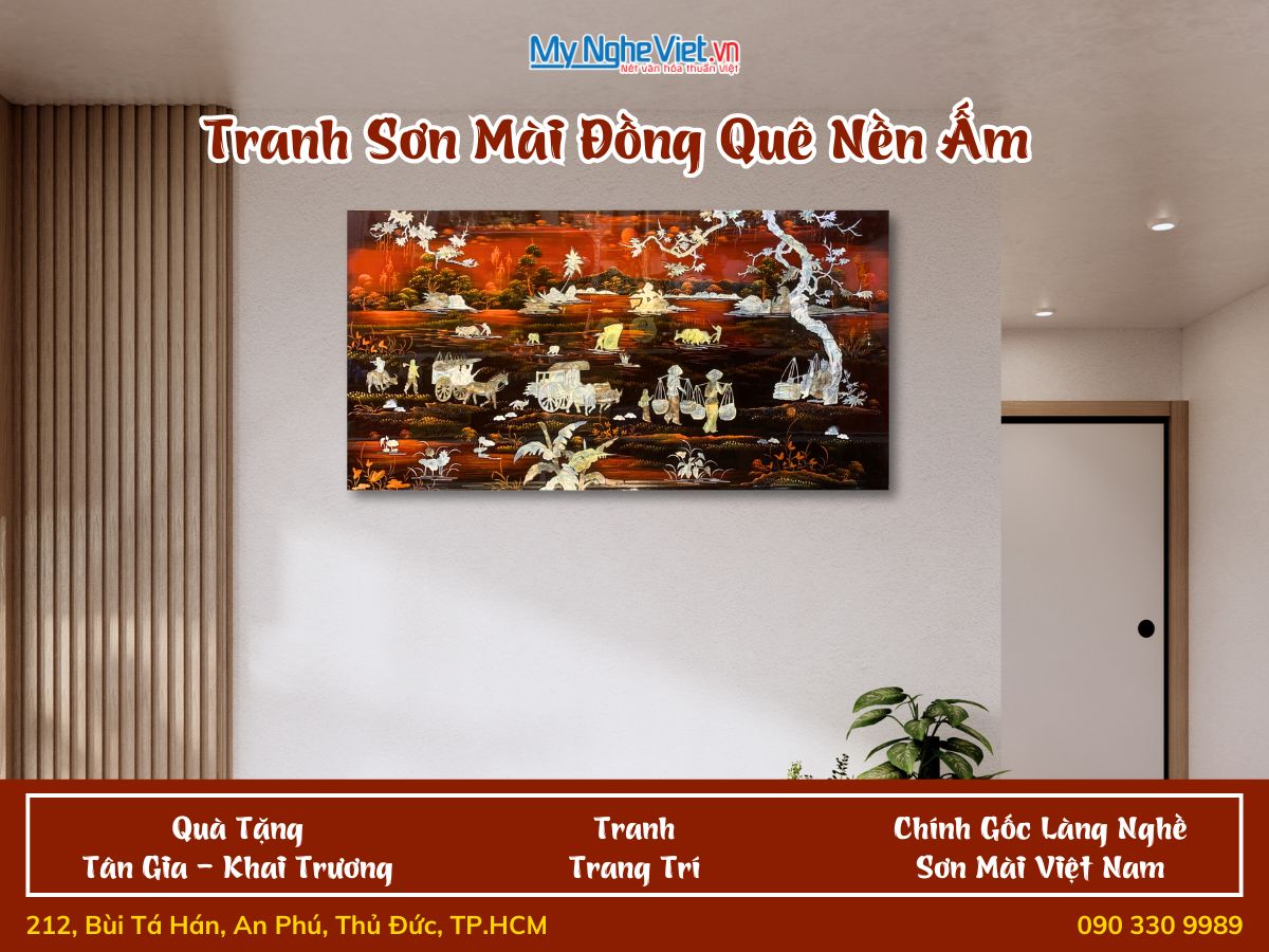 Tranh đồng quê thanh bình nền ấm 60x120 - TSM60120-ĐQNA