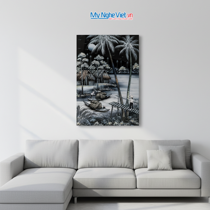 Tranh Sơn Mài Đồng quê nhiều mẫu hàng cao cấp 40x60 MNV-TSM46_01