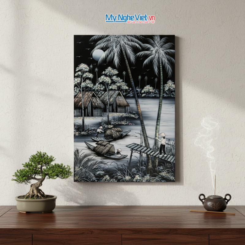 Tranh Sơn Mài Đồng quê nhiều mẫu hàng cao cấp 40x60 MNV-TSM46_01