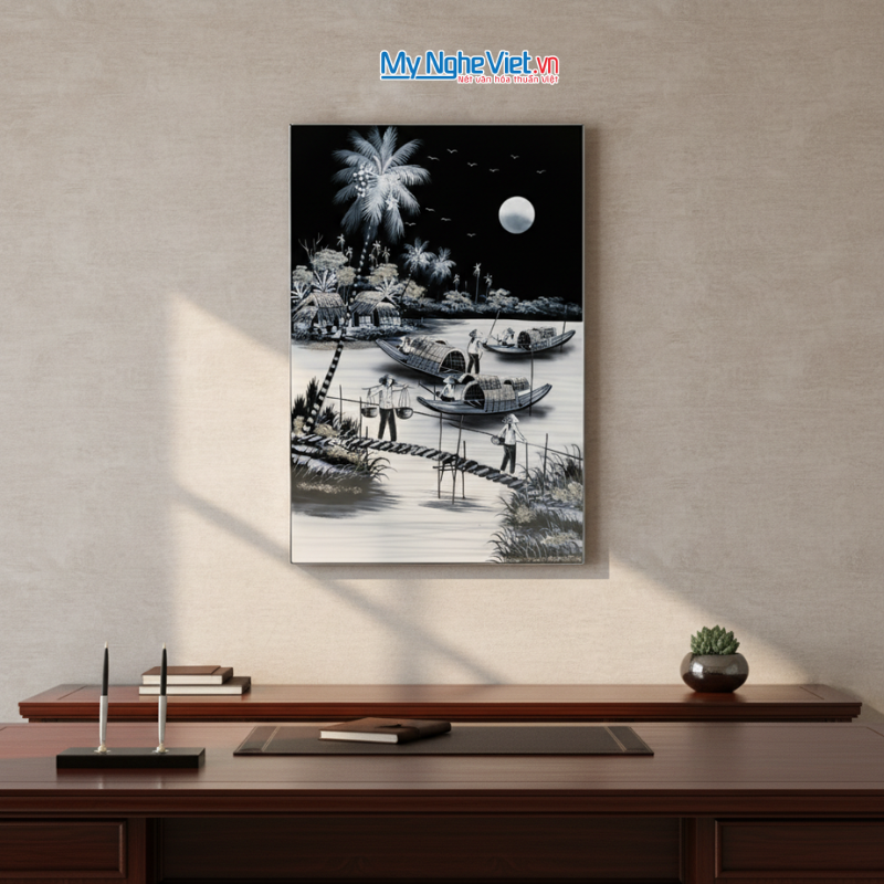 Tranh Sơn Mài Đồng quê nhiều mẫu hàng cao cấp 40x60 MNV-TSM46_02