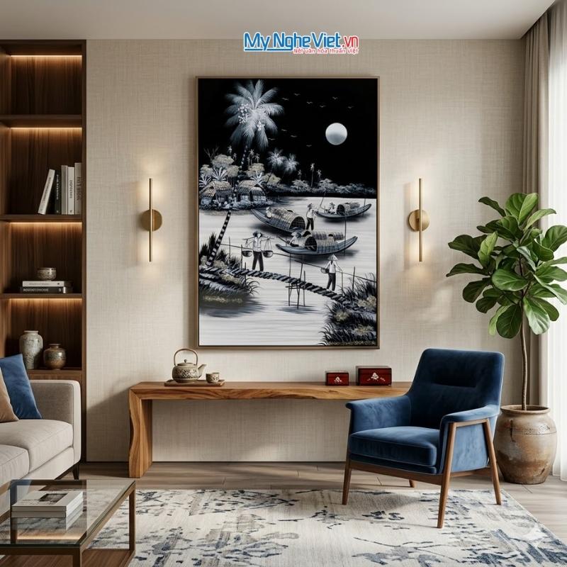 Tranh Sơn Mài Đồng quê nhiều mẫu hàng cao cấp 40x60 MNV-TSM46_02