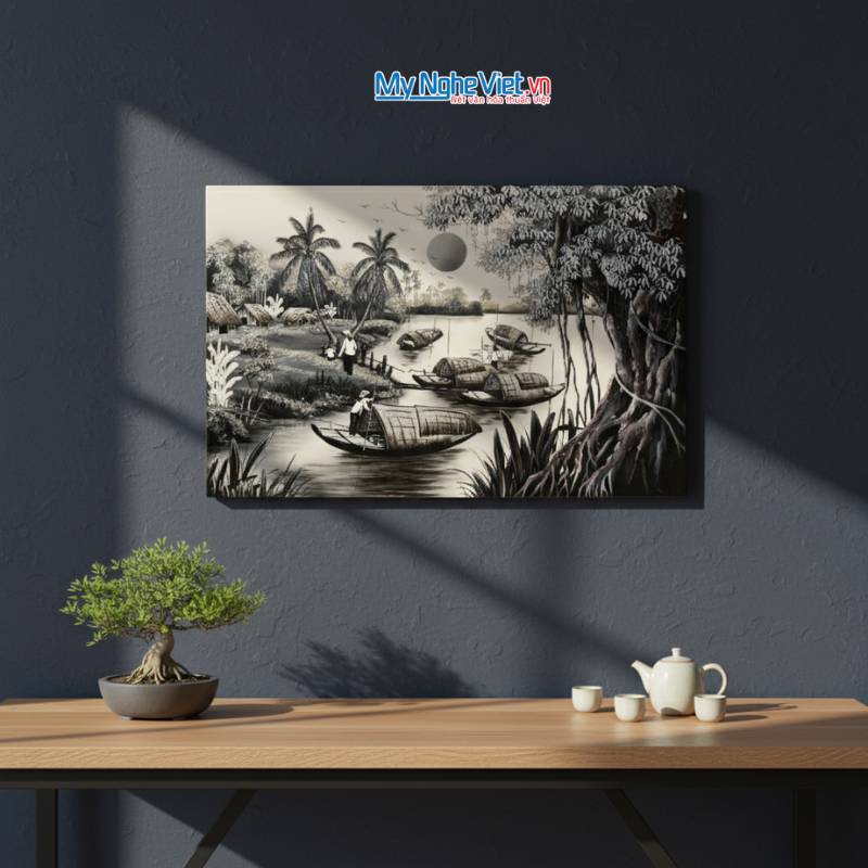 Tranh Sơn Mài Đồng quê nhiều mẫu hàng cao cấp 40x60 MNV-TSM46_03