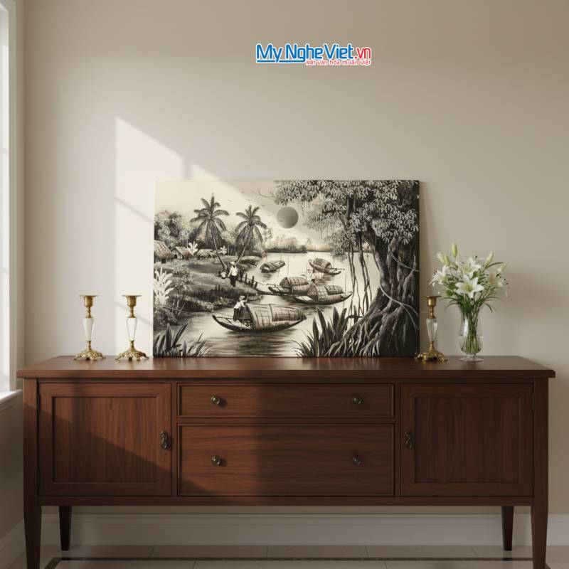 Tranh Sơn Mài Đồng quê nhiều mẫu hàng cao cấp 40x60 MNV-TSM46_03