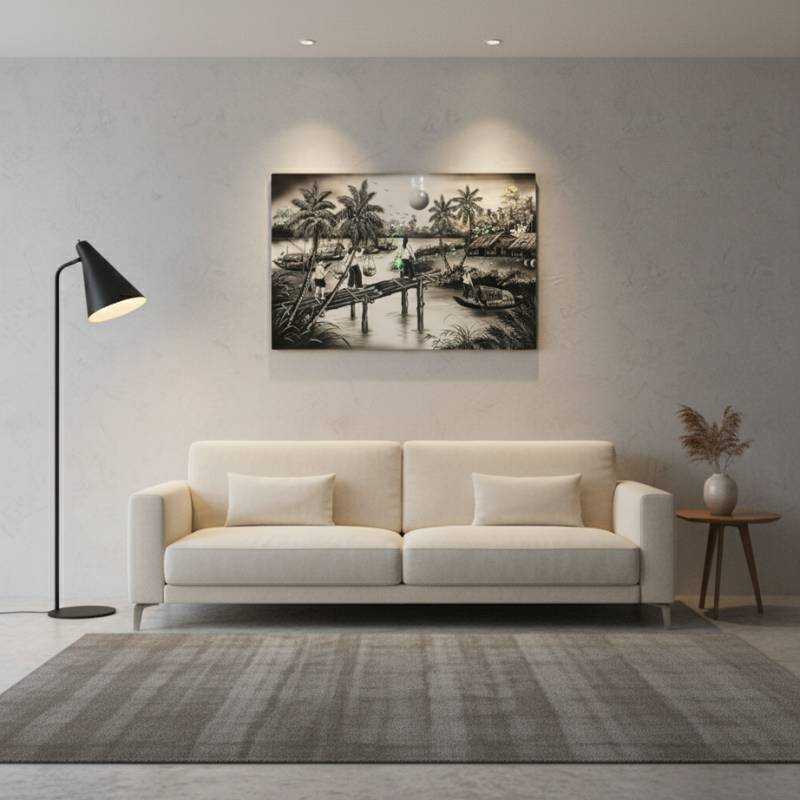 Tranh Sơn Mài Đồng quê nhiều mẫu hàng cao cấp 40x60 MNV-TSM46_04