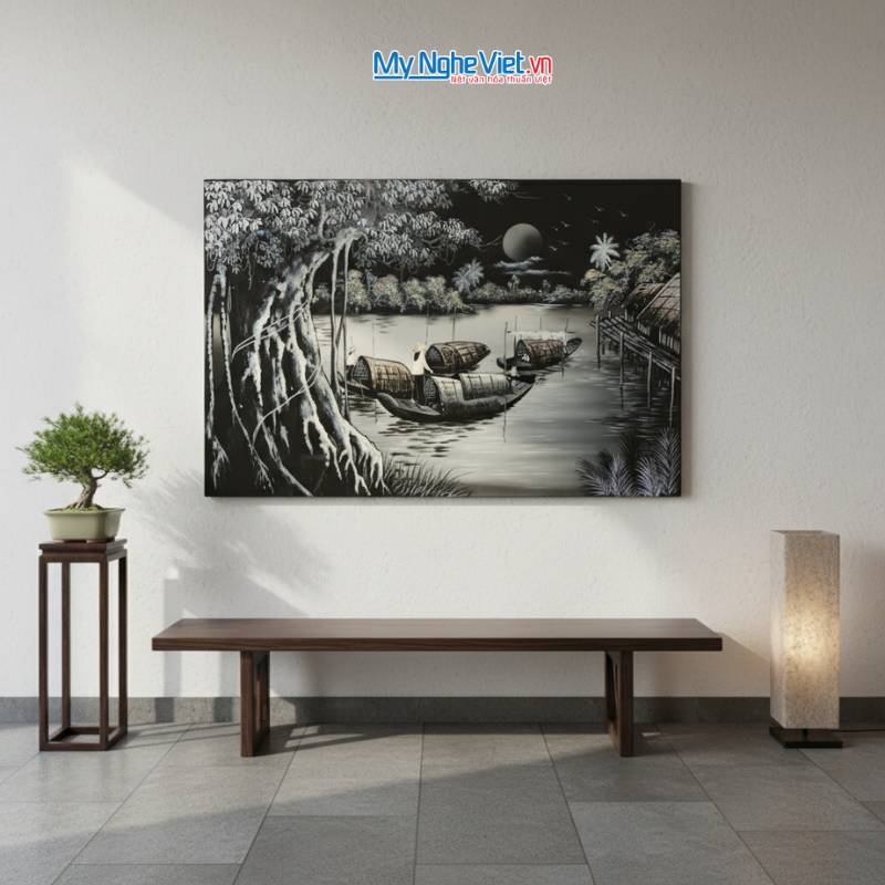 Tranh Sơn Mài Đồng quê nhiều mẫu hàng cao cấp 40x60 MNV-TSM46_05