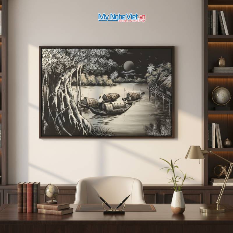 Tranh Sơn Mài Đồng quê nhiều mẫu hàng cao cấp 40x60 MNV-TSM46_05