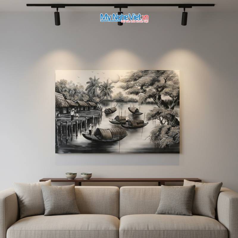 Tranh Sơn Mài Đồng quê nhiều mẫu hàng cao cấp 40x60 MNV-TSM46_06