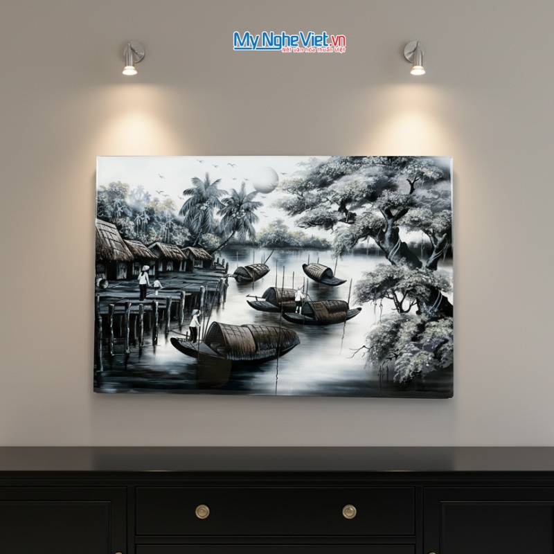 Tranh Sơn Mài Đồng quê nhiều mẫu hàng cao cấp 40x60 MNV-TSM46_06