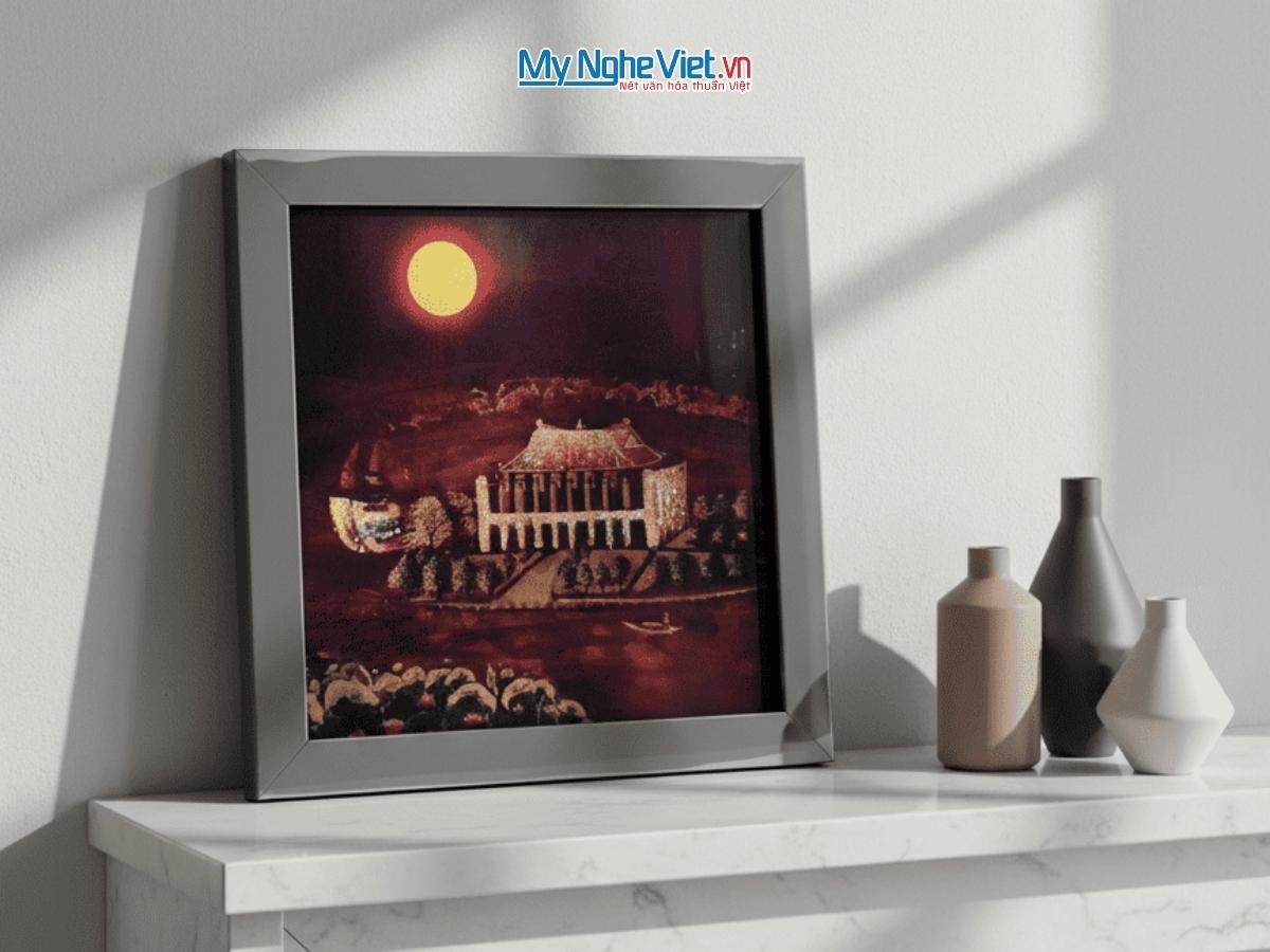 Tranh sơn mài Bến Nhà Rồng 35x35 cm MNVTBL009