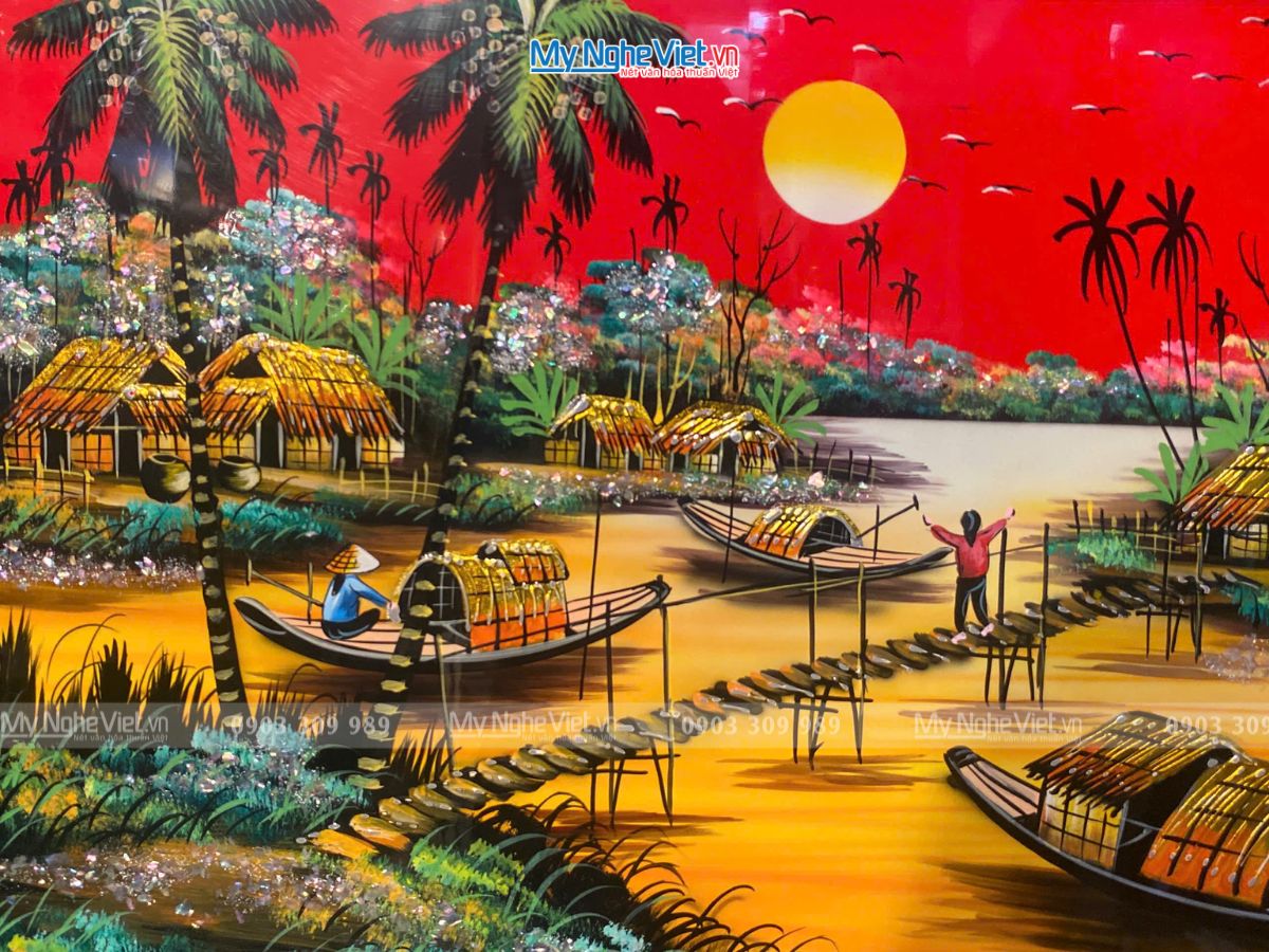	Tranh sơn mài đồng quê đủ mẫu 40x60cm KSM 50x70cm TSM46KSM-01