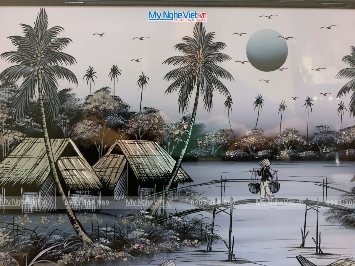 Tranh sơn mài đồng quê đủ mẫu 40x60cm KSM 50x70cm TSM46KSM-01-4