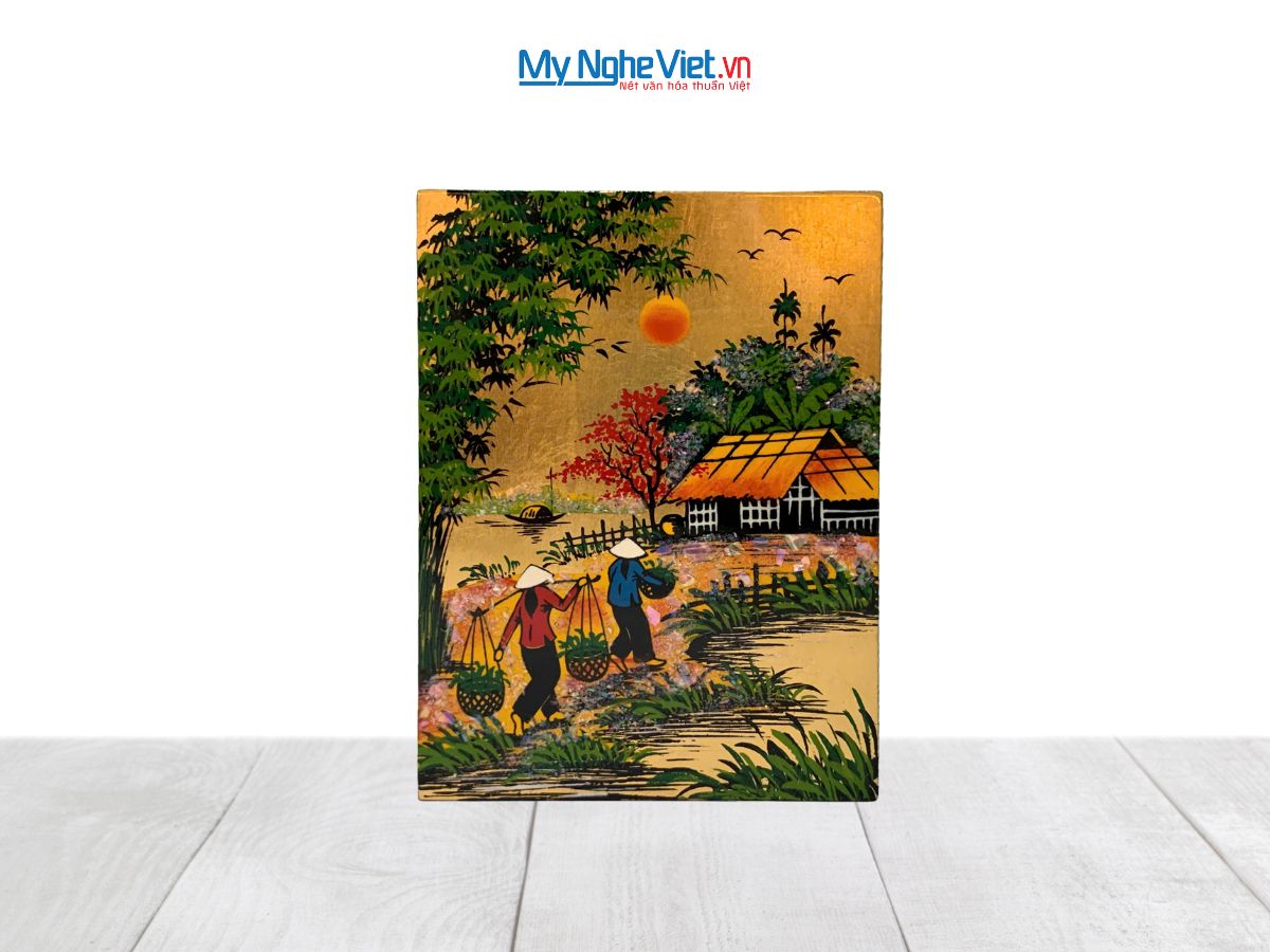 Tranh Sơn Mài Đồng Quê Dát Vàng Nhiều Mẫu TSM231/1