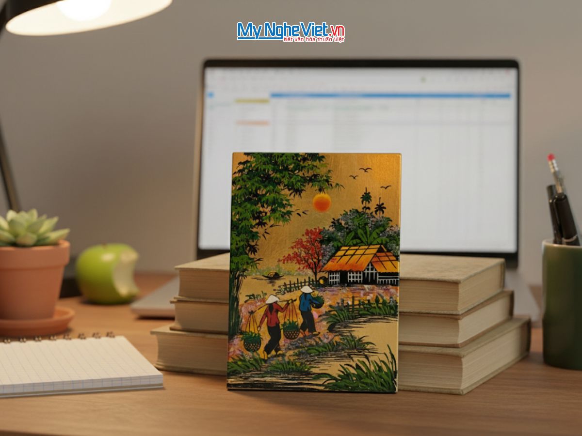 Tranh Sơn Mài Đồng Quê Dát Vàng Nhiều Mẫu TSM231/1