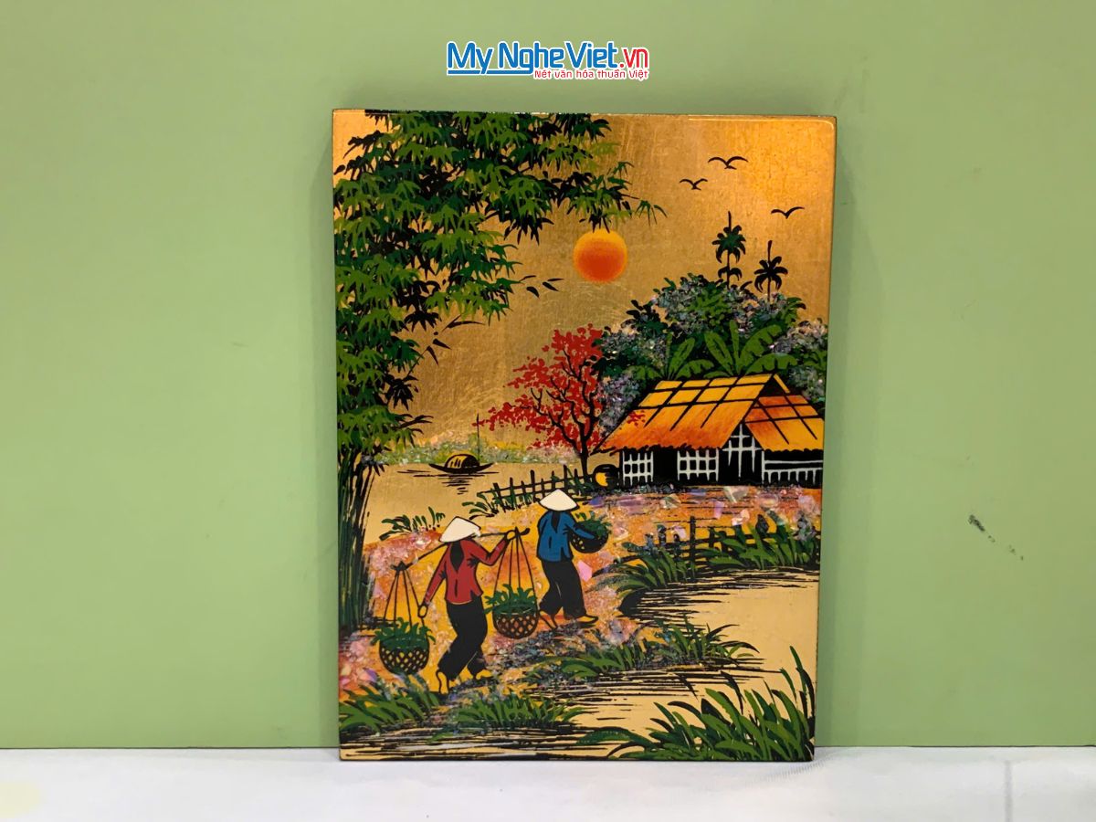Tranh Sơn Mài Đồng Quê Dát Vàng Nhiều Mẫu TSM231/1