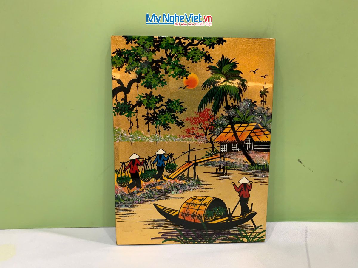 Tranh Sơn Mài Đồng Quê Dát Vàng Nhiều Mẫu TSM231/1