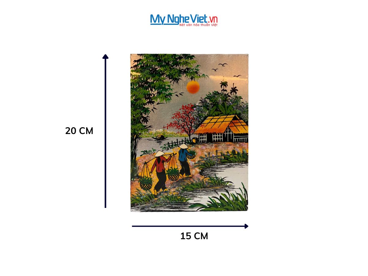 Tranh Sơn Mài Đồng Quê Dát Vàng Nền Bạc Nhiều Mẫu TSM231/1-4