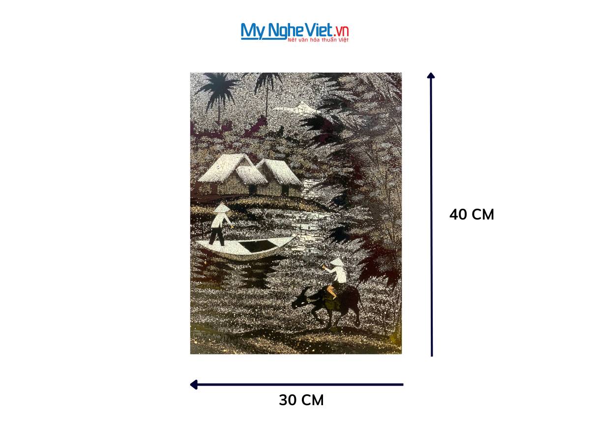 Tranh sơn mài đồng quê cẩn vỏ trứng TSM345.1