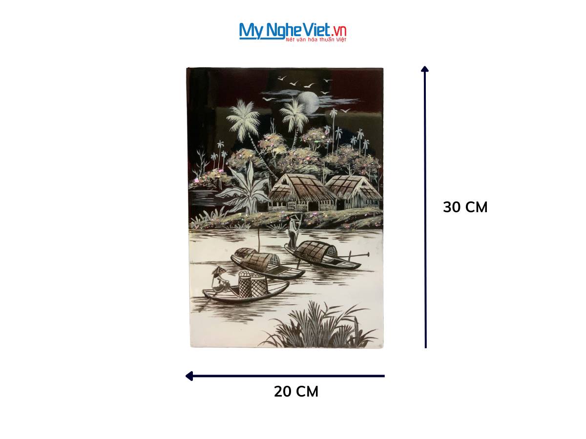 Tranh Sơn Mài Đồng Quê đen trắng TSM235-1.1.4
