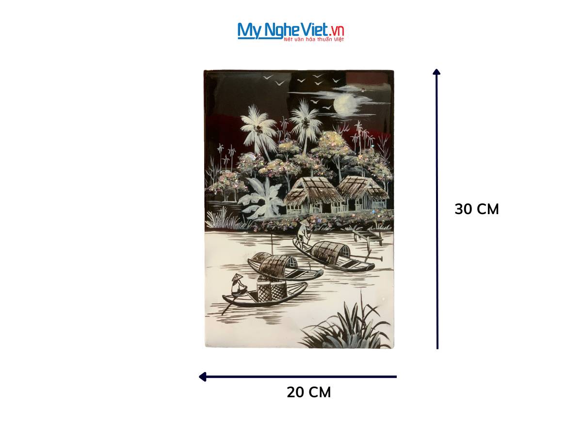 Tranh Sơn Mài Đồng Quê đen trắng TSM235-1.1.5