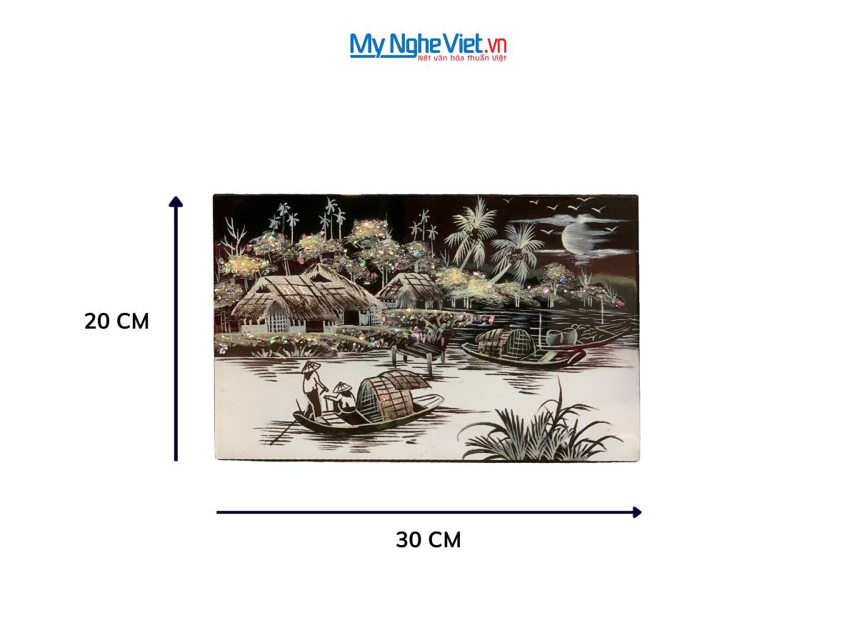 Tranh Sơn Mài Đồng Quê đen trắng TSM235-1.1.1
