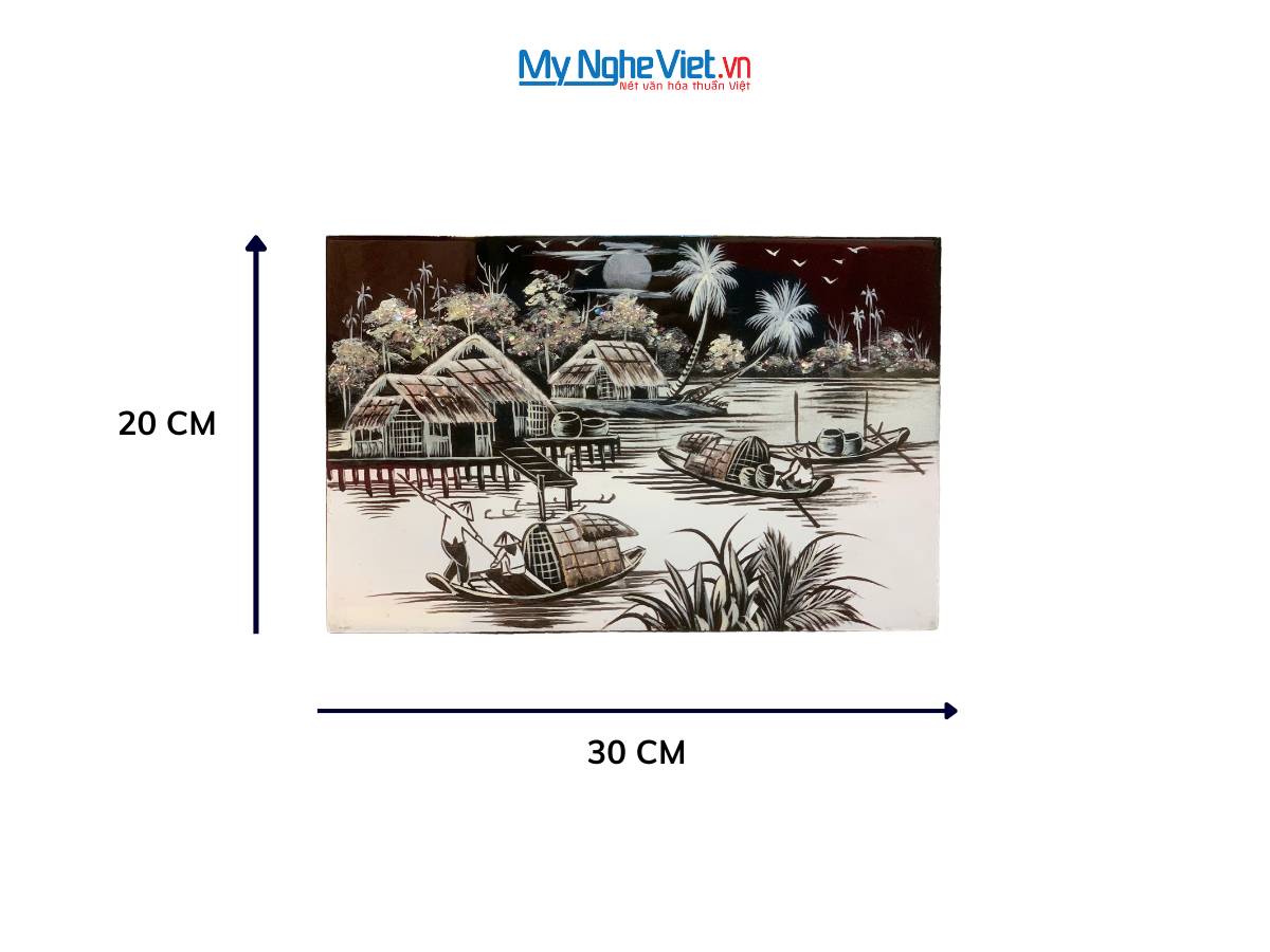 Tranh Sơn Mài Đồng Quê đen trắng TSM235-1.1.7
