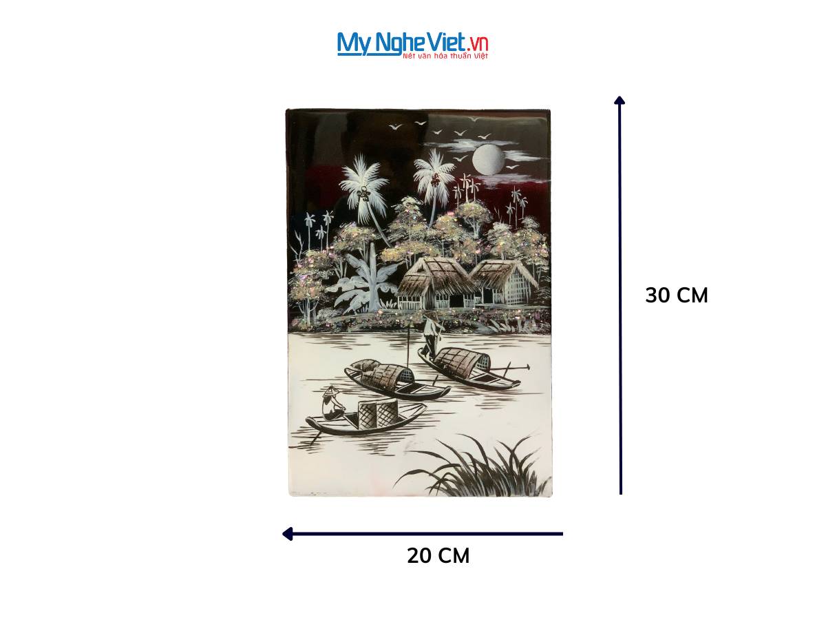 Tranh Sơn Mài Đồng Quê đen trắng TSM235-1.1.9