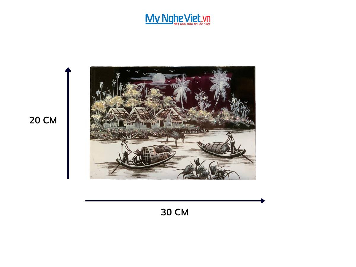 Tranh Sơn Mài Đồng Quê đen trắng TSM235-1.1.10