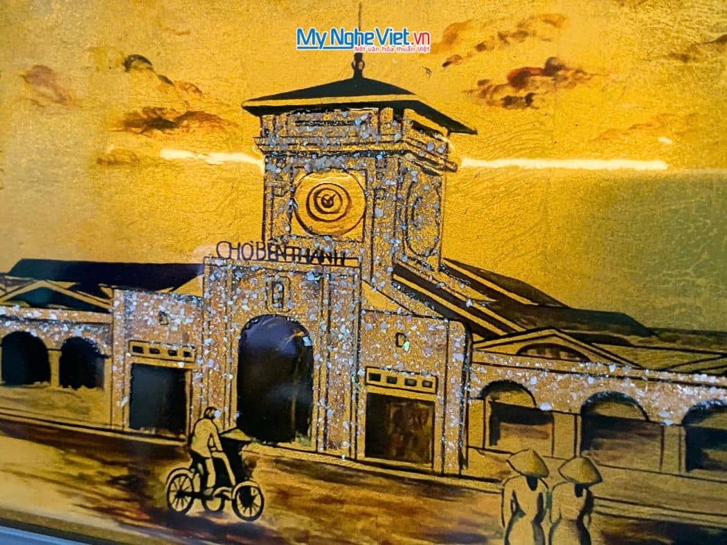 Tranh Sơn Mài Vẽ Chợ Bến Thành tsm2535