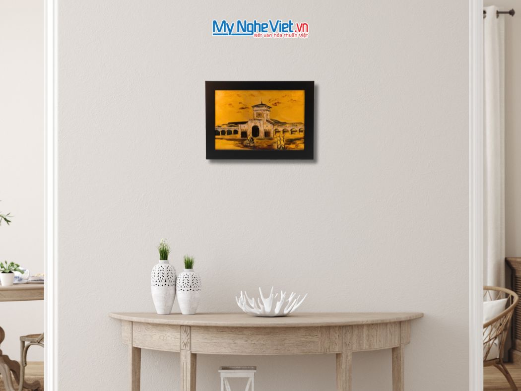 Tranh Sơn Mài Vẽ Chợ Bến Thành tsm2535
