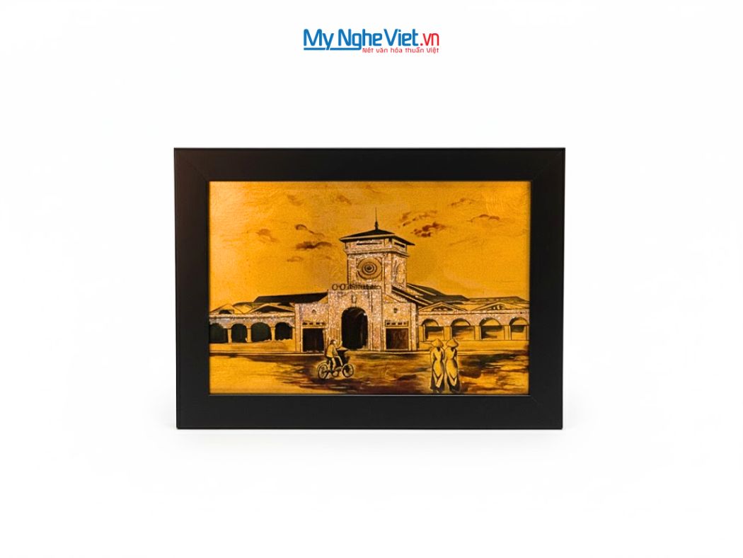 Tranh Sơn Mài Vẽ Chợ Bến Thành tsm2535