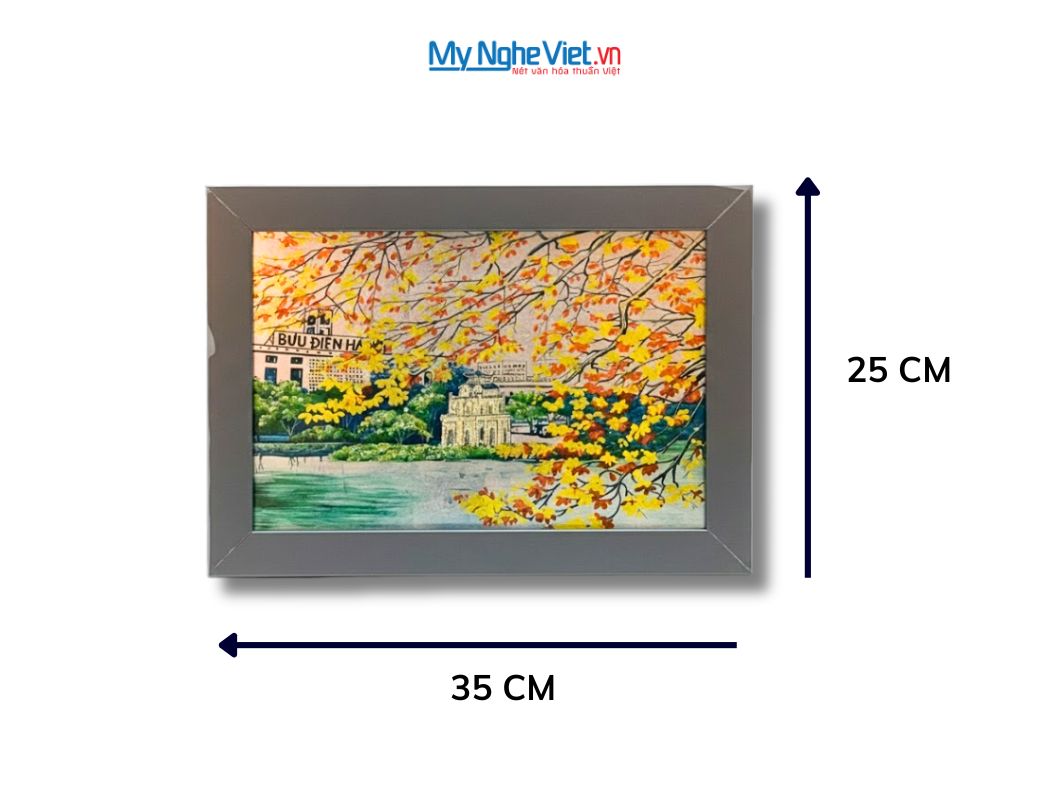 Tranh Sơn Mài Vẽ hồ Gươm Dát Lá Bạc tsm2535.1