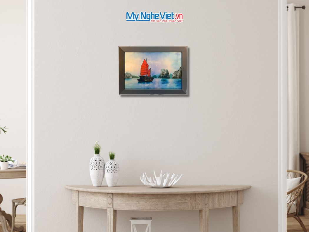 Tranh Sơn Mài Phong Cảnh Vịnh Hạ Long Dát Lá Bạc tsm2535.8