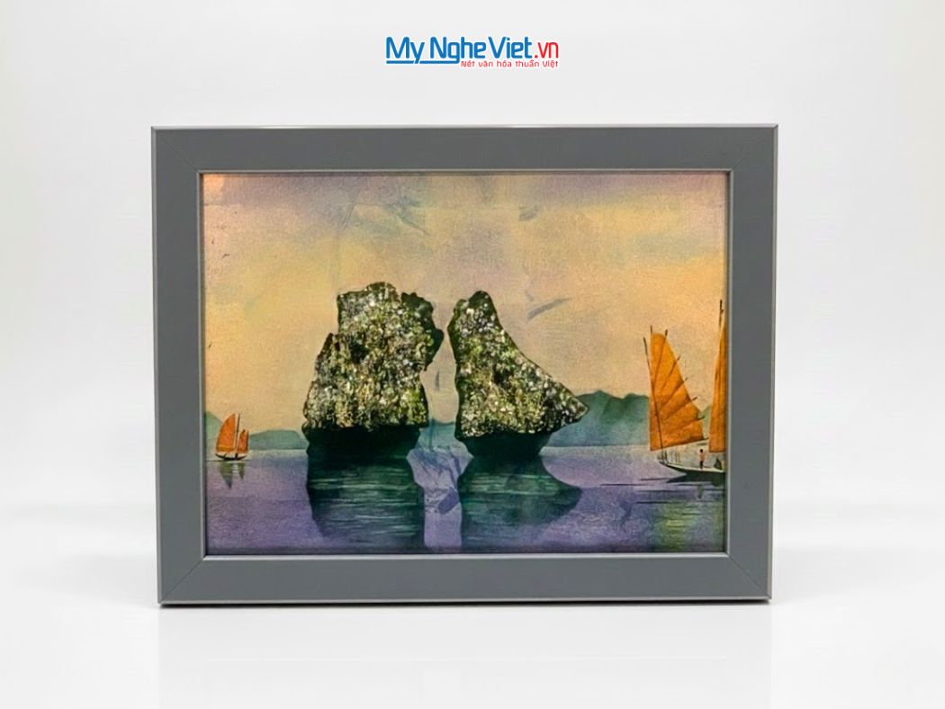 Tranh Sơn Mài Phong Cảnh Vịnh Hạ Long Dát Lá Bạc tsm2535.3