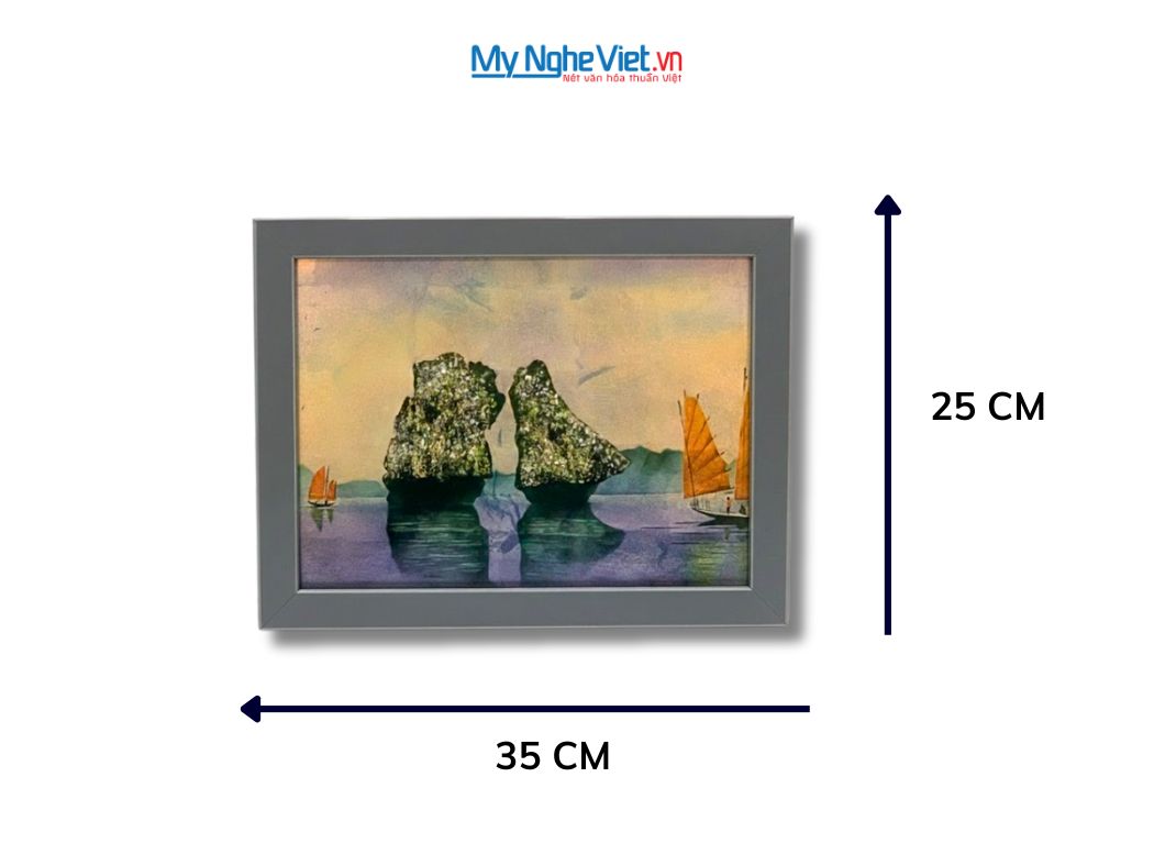 Tranh Sơn Mài Phong Cảnh Vịnh Hạ Long Dát Lá Bạc tsm2535.3