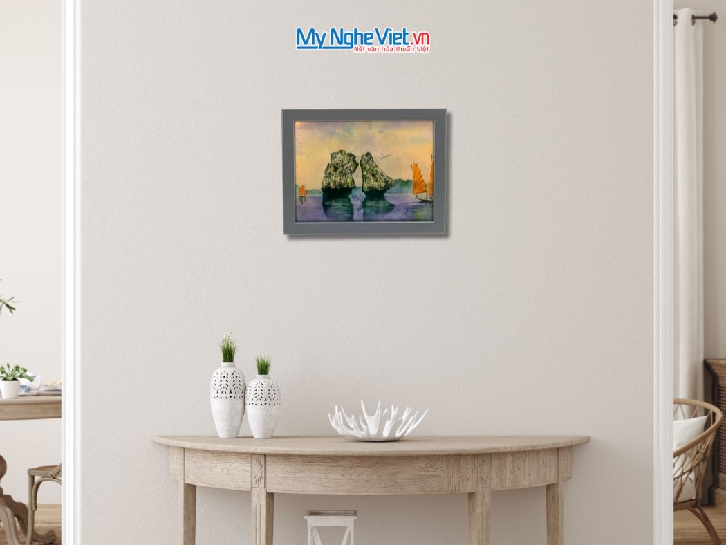 Tranh Sơn Mài Phong Cảnh Vịnh Hạ Long Dát Lá Bạc tsm2535.3