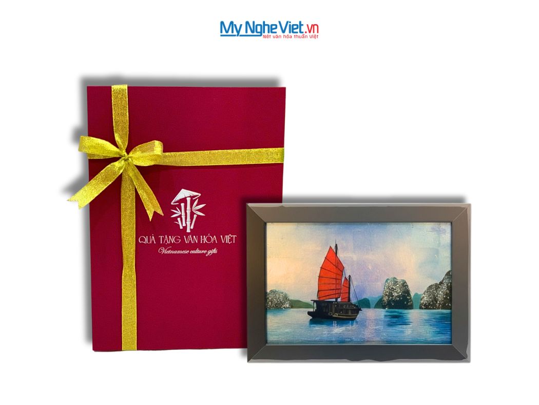 Tranh Sơn Mài Phong Cảnh Vịnh Hạ Long Dát Lá Bạc tsm2535.8