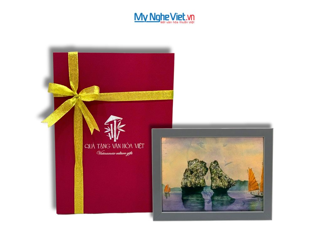 Tranh Sơn Mài Phong Cảnh Vịnh Hạ Long Dát Lá Bạc tsm2535.3