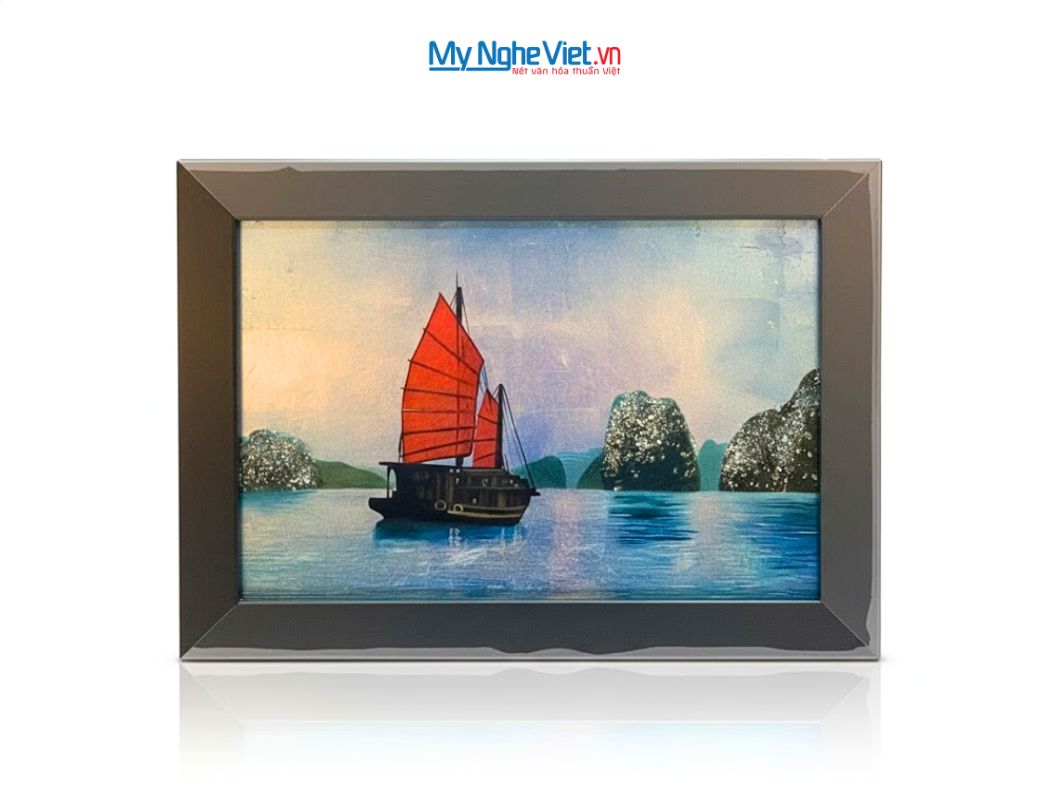 Tranh Sơn Mài Phong Cảnh Vịnh Hạ Long Dát Lá Bạc tsm2535.8