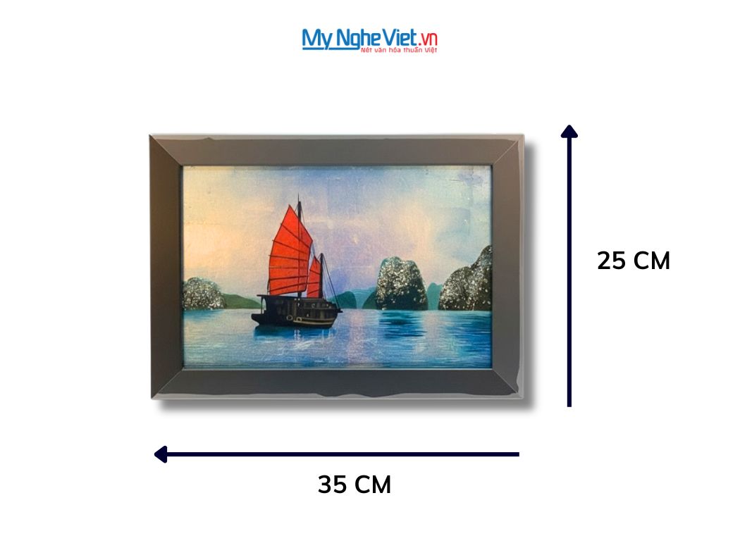 Tranh Sơn Mài Phong Cảnh Vịnh Hạ Long Dát Lá Bạc tsm2535.8